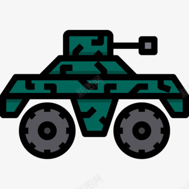 坦克陆军11线性颜色图标图标
