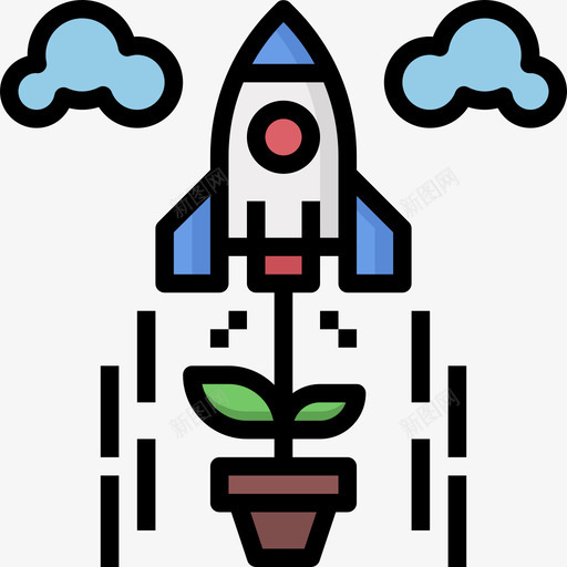 火箭启动和发展5线性颜色图标svg_新图网 https://ixintu.com 发展 启动 火箭 线性 颜色