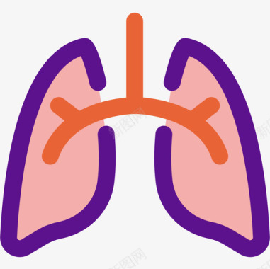 肺解剖学4线性颜色图标图标