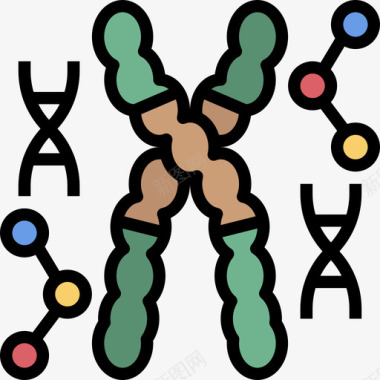Dna遗传学和生物工程3线性颜色图标图标