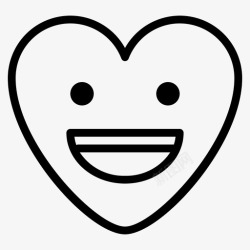 两微笑的心脏微笑表情符号牙齿表情符号心脏表情符号图标高清图片