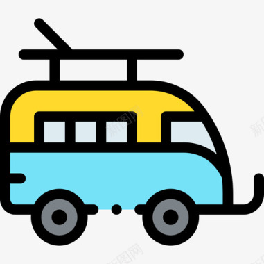 商队车辆和运输工具1线性颜色图标图标