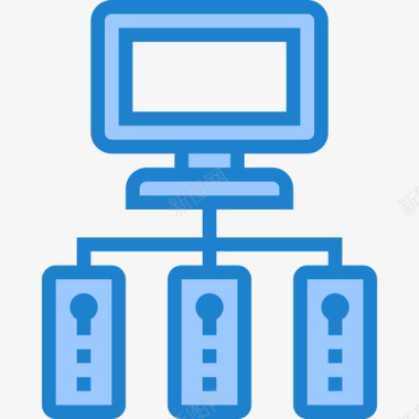 服务器数据和网络管理5蓝色图标图标