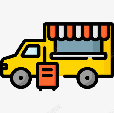食品车车辆和运输12线性颜色图标图标