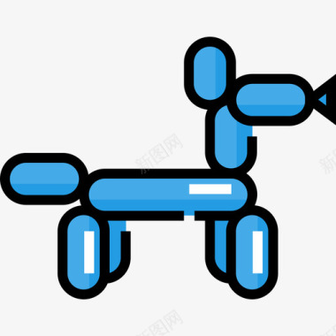 气球狗马戏团79线性颜色图标图标