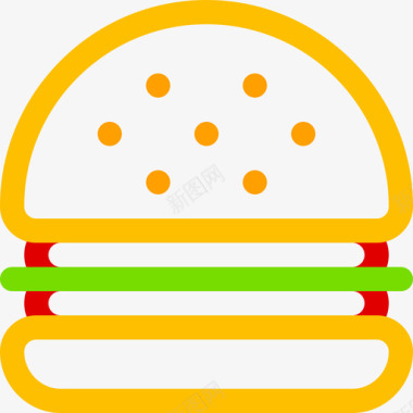 汉堡床和早餐20原色图标图标