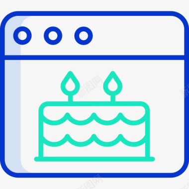 生日蛋糕派对和庆祝活动21轮廓颜色图标图标