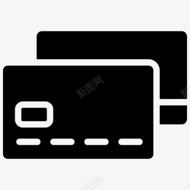 信用卡安全黑填充图标图标