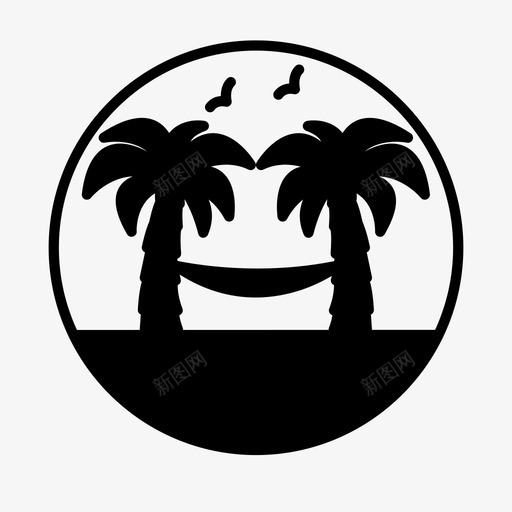 海滩水上棕榈树图标svg_新图网 https://ixintu.com 图标 实心 度假 棕榈树 水上 海滩 海边