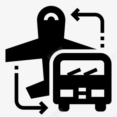 机场接送服务巴士交通图标图标