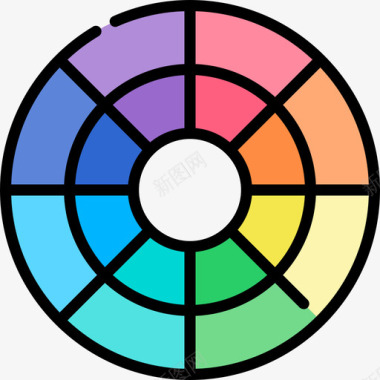 色轮图形84线性颜色图标图标
