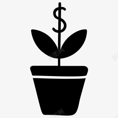 货币植物商业增长美元植物图标图标
