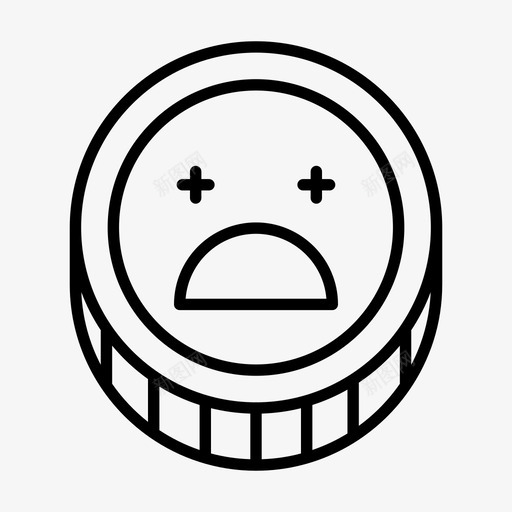 硬币表情脸图标svg_新图网 https://ixintu.com 悲伤 硬币 表情 象征