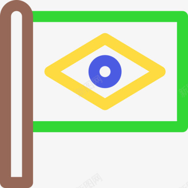 旗帜巴西嘉年华9线型颜色图标图标