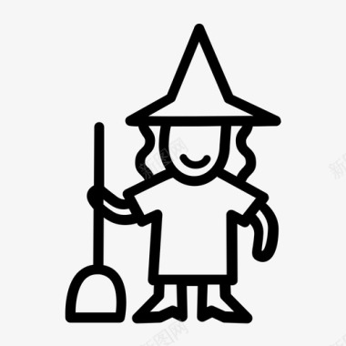 女巫扫帚帽子图标图标