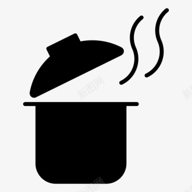 烹饪炉子上的锅家庭图标图标