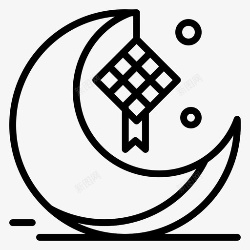 月亮新月装饰图标svg_新图网 https://ixintu.com 开斋节 新月 月亮 缎带 装饰