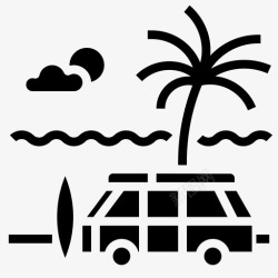 夏季旅游景观海滩海洋夏季图标高清图片