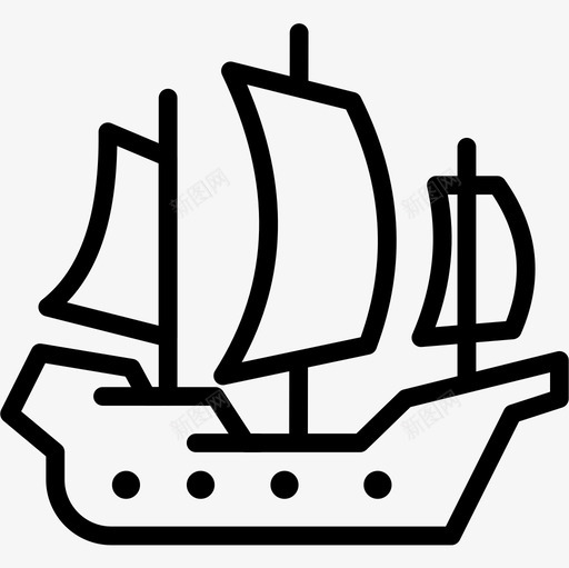 船海边直线型图标svg_新图网 https://ixintu.com 海边 直线型 船