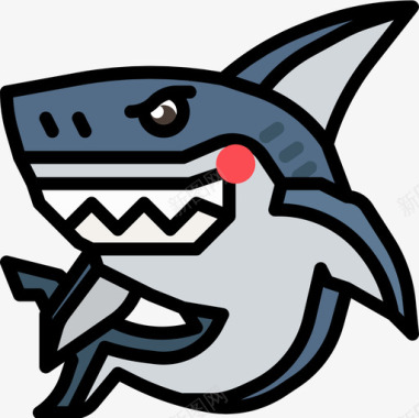 鲨鱼动物17线形颜色图标图标