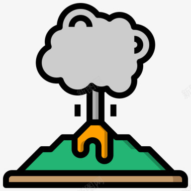 火山污染18线性颜色图标图标