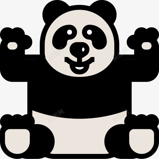 熊猫熊中国传统3线颜色图标svg_新图网 https://ixintu.com 中国传统3 熊猫熊 线颜色