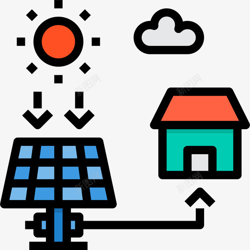 太阳能能量40线性颜色图标svg_新图网 https://ixintu.com 太阳能 线性 能量 颜色