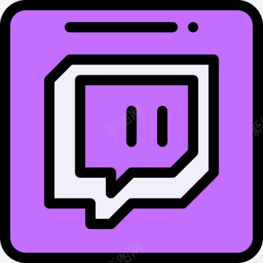 Twitch社交媒体73线性颜色图标图标