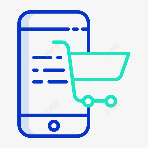购物车移动应用程序19轮廓颜色图标svg_新图网 https://ixintu.com 应用程序 移动 购物车 轮廓 颜色