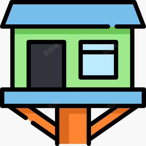 树屋房屋类型18线形颜色图标svg_新图网 https://ixintu.com 卡通树屋 房屋 树屋 类型 线形 颜色