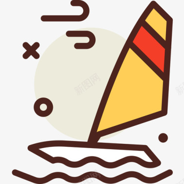 帆船潜水25线性颜色图标图标