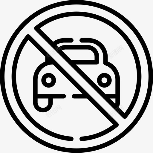 禁止车辆信号和禁令4线性图标svg_新图网 https://ixintu.com 信号和禁令4 禁止车辆 线性