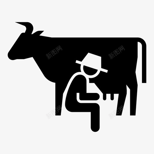 挤奶牛奶农场图标svg_新图网 https://ixintu.com 农场 农民 手工 挤奶 挤牛奶 牛奶