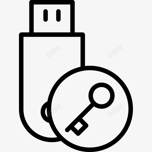 Pendrive网络安全8线性图标svg_新图网 https://ixintu.com Pendrive 线性 网络安全