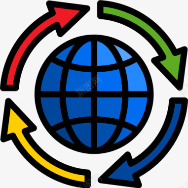 全球搜索引擎优化和商业4线性颜色图标图标