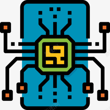 智能移动技术4线性颜色图标图标