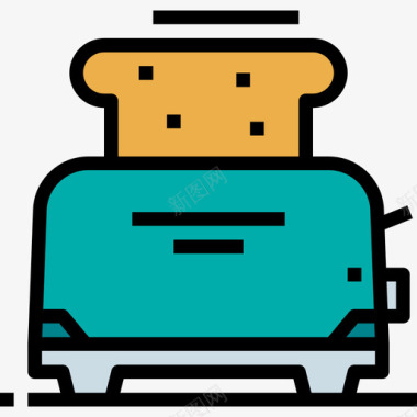 烤面包机早餐31线性颜色图标图标