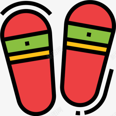 拖鞋夏季80线性颜色图标图标