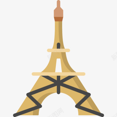 埃菲尔铁塔地标和纪念碑16座平坦图标图标
