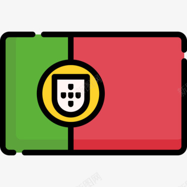 葡萄牙葡萄牙5线性颜色图标图标