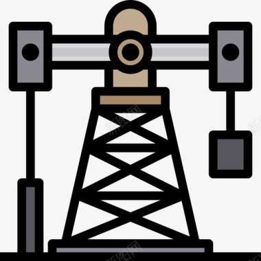 石油钻机能源47线性颜色图标图标