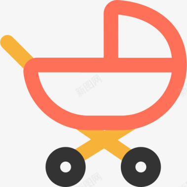 婴儿车婴儿淋浴11线性颜色图标图标