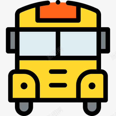校车车辆和运输工具1线颜色图标图标
