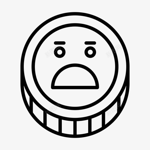 硬币表情符号悲伤图标svg_新图网 https://ixintu.com 悲伤 担忧 硬币 符号 表情 象征