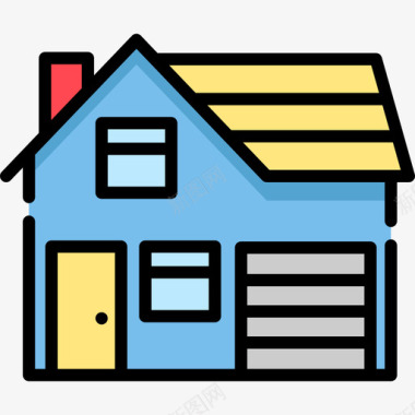 房屋房屋类型18线性颜色图标图标