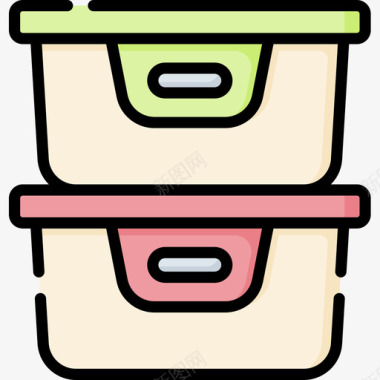 食品容器野餐56线性颜色图标图标