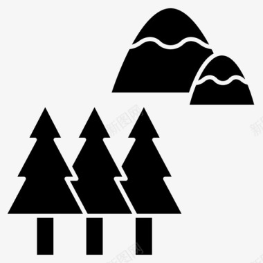 自然森林山脉图标图标