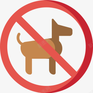 禁止携带宠物信号和禁令5扁平图标图标