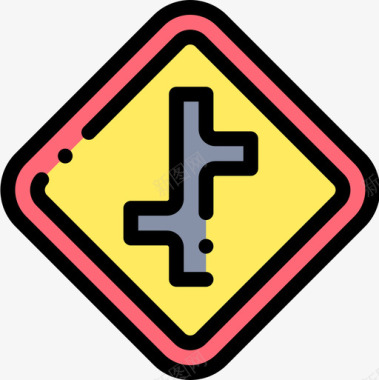 十字路口交通标志14线形颜色图标图标