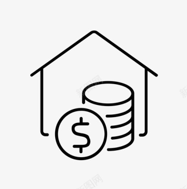 抵押贷款美元房子图标图标